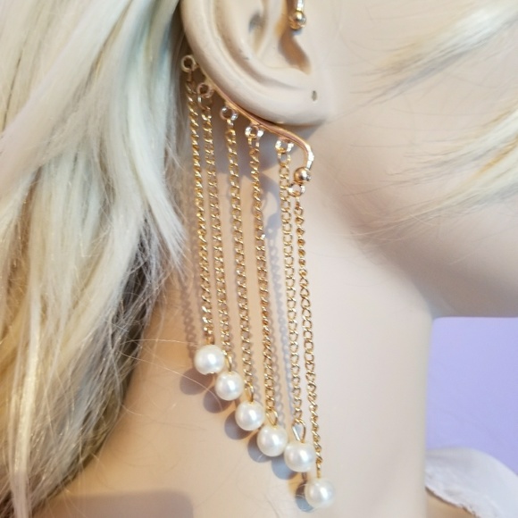 Gold Pearl Ear Drape - Picture 2 of 2